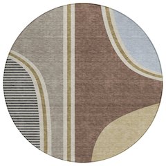 Machine Washable Indoor/Outdoor Chantille ACN2505 Brown 8' x 8' Round Rug