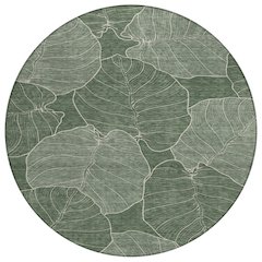 Machine Washable Indoor/Outdoor Chantille ACN2506 Green 8' x 8' Round Rug