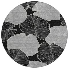 Machine Washable Indoor/Outdoor Chantille ACN2506 Black 8' x 8' Round Rug