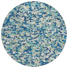 Machine Washable Indoor/Outdoor Chantille ACN2507 Blue 8' x 8' Round Rug