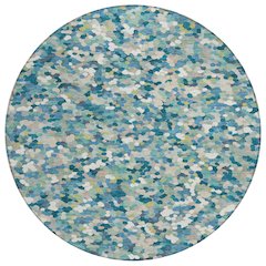 Machine Washable Indoor/Outdoor Chantille ACN2507 Teal 8' x 8' Round Rug