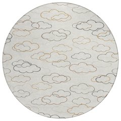 Machine Washable Indoor/Outdoor Chantille ACN2508 Ivory 8' x 8' Round Rug
