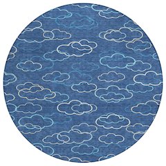 Machine Washable Indoor/Outdoor Chantille ACN2508 Blue 8' x 8' Round Rug