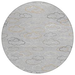 Machine Washable Indoor/Outdoor Chantille ACN2508 Gray 8' x 8' Round Rug