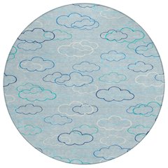 Machine Washable Indoor/Outdoor Chantille ACN2508 Blue 8' x 8' Round Rug