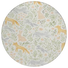 Machine Washable Indoor/Outdoor Chantille ACN2509 Ivory 8' x 8' Round Rug