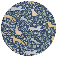 Machine Washable Indoor/Outdoor Chantille ACN2509 Blue 8' x 8' Round Rug