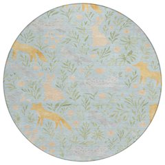 Machine Washable Indoor/Outdoor Chantille ACN2509 Blue 8' x 8' Round Rug