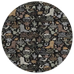 Machine Washable Indoor/Outdoor Chantille ACN2512 Black 8' x 8' Round Rug