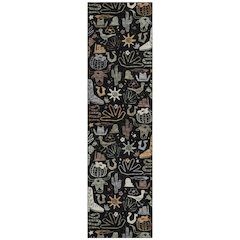 Machine Washable Indoor/Outdoor Chantille ACN2512 Black 2'3" x 7'6" Runner Rug