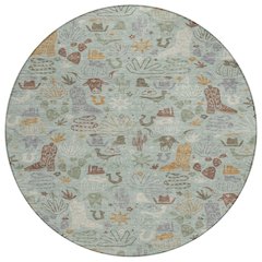 Machine Washable Indoor/Outdoor Chantille ACN2512 Green 8' x 8' Round Rug