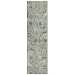 Machine Washable Indoor/Outdoor Chantille ACN2512 Green 2'3" x 7'6" Runner Rug