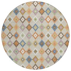 Machine Washable Indoor/Outdoor Chantille ACN2513 Brown 8' x 8' Round Rug