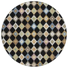 Machine Washable Indoor/Outdoor Chantille ACN2513 Black 8' x 8' Round Rug
