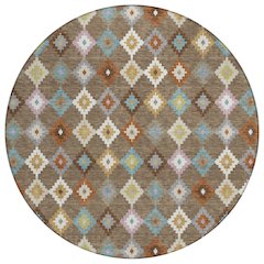 Machine Washable Indoor/Outdoor Chantille ACN2513 Brown 8' x 8' Round Rug
