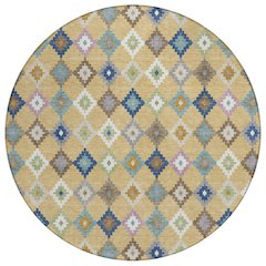 Machine Washable Indoor/Outdoor Chantille ACN2513 Gold 8' x 8' Round Rug