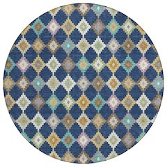 Machine Washable Indoor/Outdoor Chantille ACN2513 Blue 8' x 8' Round Rug