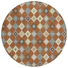 Machine Washable Indoor/Outdoor Chantille ACN2513 Orange 8' x 8' Round Rug