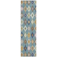 Machine Washable Indoor/Outdoor Chantille ACN2513 Teal 2'3" x 7'6" Runner Rug