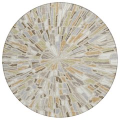 Machine Washable Indoor/Outdoor Chantille ACN2514 Brown 8' x 8' Round Rug