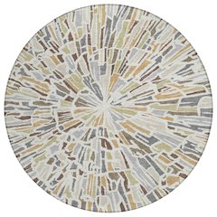 Machine Washable Indoor/Outdoor Chantille ACN2514 Ivory 8' x 8' Round Rug