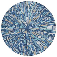 Machine Washable Indoor/Outdoor Chantille ACN2514 Blue 8' x 8' Round Rug