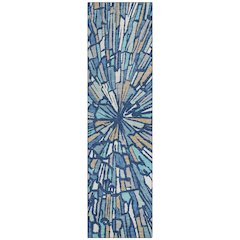 Machine Washable Indoor/Outdoor Chantille ACN2514 Blue 2'3" x 7'6" Runner Rug
