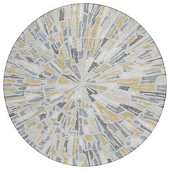 Machine Washable Indoor/Outdoor Chantille ACN2514 Gray 8' x 8' Round Rug