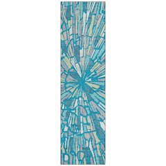Machine Washable Indoor/Outdoor Chantille ACN2514 Teal 2'3" x 7'6" Runner Rug