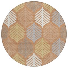 Machine Washable Indoor/Outdoor Chantille ACN2515 Orange 8' x 8' Round Rug