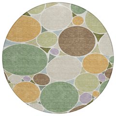 Machine Washable Indoor/Outdoor Chantille ACN2516 Green 8' x 8' Round Rug