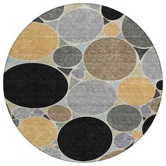 Machine Washable Indoor/Outdoor Chantille ACN2516 Black 8' x 8' Round Rug