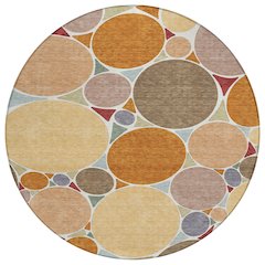 Machine Washable Indoor/Outdoor Chantille ACN2516 Orange 8' x 8' Round Rug