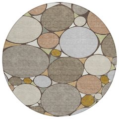 Machine Washable Indoor/Outdoor Chantille ACN2516 Brown 8' x 8' Round Rug