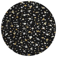 Machine Washable Indoor/Outdoor Chantille ACN2518 Black 8' x 8' Round Rug