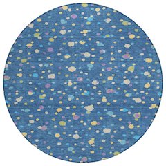Machine Washable Indoor/Outdoor Chantille ACN2518 Blue 8' x 8' Round Rug