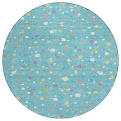 Machine Washable Indoor/Outdoor Chantille ACN2518 Teal 8' x 8' Round Rug