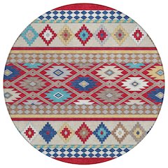 Machine Washable Indoor/Outdoor Chantille ACN2519 Red 8' x 8' Round Rug