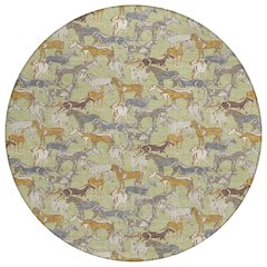 Machine Washable Indoor/Outdoor Chantille ACN2520 Green 8' x 8' Round Rug