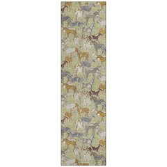 Machine Washable Indoor/Outdoor Chantille ACN2520 Green 2'3" x 7'6" Runner Rug