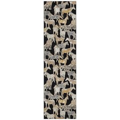 Machine Washable Indoor/Outdoor Chantille ACN2520 Black 2'3" x 7'6" Runner Rug