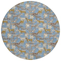 Machine Washable Indoor/Outdoor Chantille ACN2520 Blue 8' x 8' Round Rug