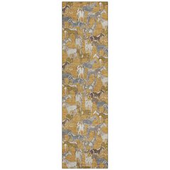 Machine Washable Indoor/Outdoor Chantille ACN2520 Gold 2'3" x 7'6" Runner Rug