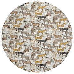 Machine Washable Indoor/Outdoor Chantille ACN2520 Ivory 8' x 8' Round Rug