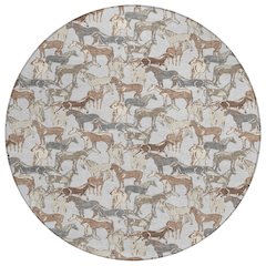 Machine Washable Indoor/Outdoor Chantille ACN2520 Gray 8' x 8' Round Rug