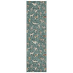 Machine Washable Indoor/Outdoor Chantille ACN2521 Green 2'3" x 7'6" Runner Rug