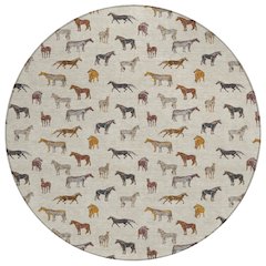 Machine Washable Indoor/Outdoor Chantille ACN2521 Brown 8' x 8' Round Rug