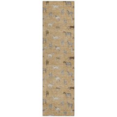 Machine Washable Indoor/Outdoor Chantille ACN2521 Gold 2'3" x 7'6" Runner Rug