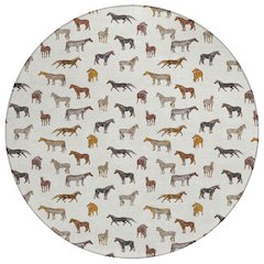 Machine Washable Indoor/Outdoor Chantille ACN2521 Ivory 8' x 8' Round Rug