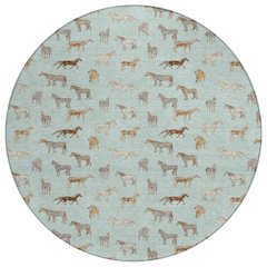 Machine Washable Indoor/Outdoor Chantille ACN2521 Green 8' x 8' Round Rug